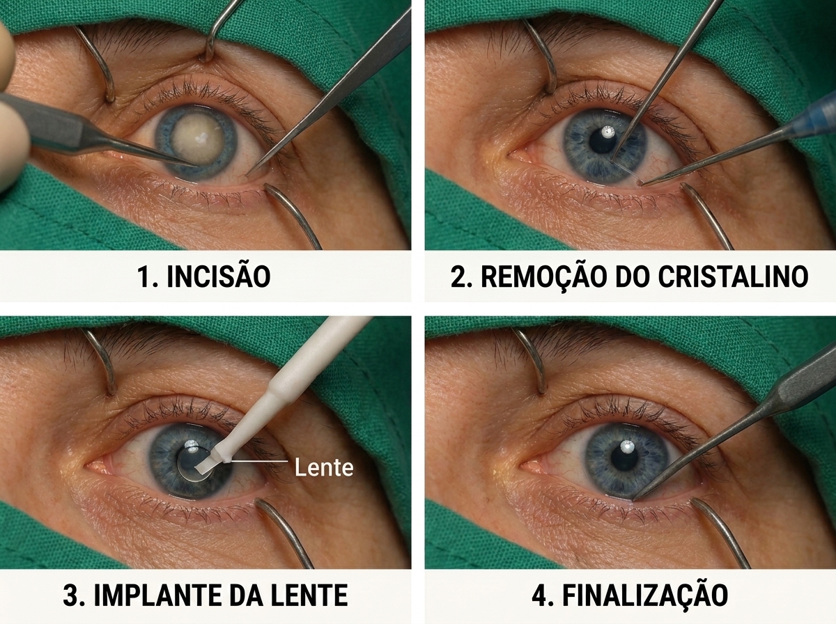 Cirurgia de catarata por microincisão sendo realizada na CEOL